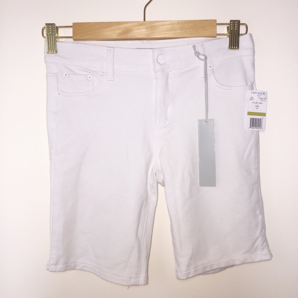 Girls Tractr White Stretchy Bermuda Shorts Size 14